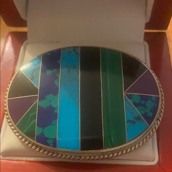 Sterling silver multi colours stone pendant brooch